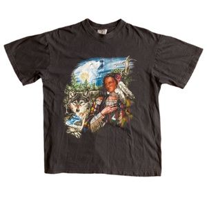 Vintage Thunder Native American Indian Wolf Shirt
